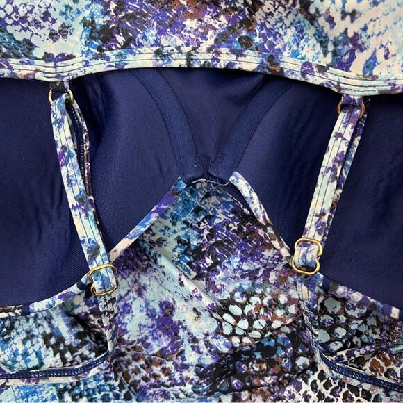 SPANX Blue Python Nile Bra-Llelujah One Piece Swimsuit 8 B/C - Picture 4 of 7
